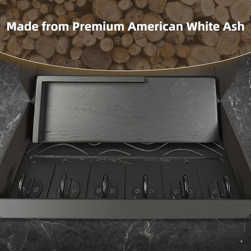 Key Holder Wall Decor, 11.8" Solid Ash Wood Entryway Organizer - Image 2