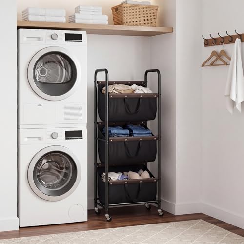 GRANNY SAYS 3 Tiered Laundry Sorter, Narrow Hamper Cart with Wheels - Image 6