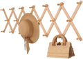 SCUNDA Wall Rack with 20 Hooks, Wooden Wall Expandable Coat Rack for Coat, Hats, Baseball Caps, Coffee Mug, Jewelry(Natural) by SCUNDAHOME