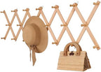 SCUNDA Wall Rack with 20 Hooks, Wooden Wall Expandable Coat Rack for Coat, Hats, Baseball Caps, Coffee Mug, Jewelry(Natural) by SCUNDAHOME