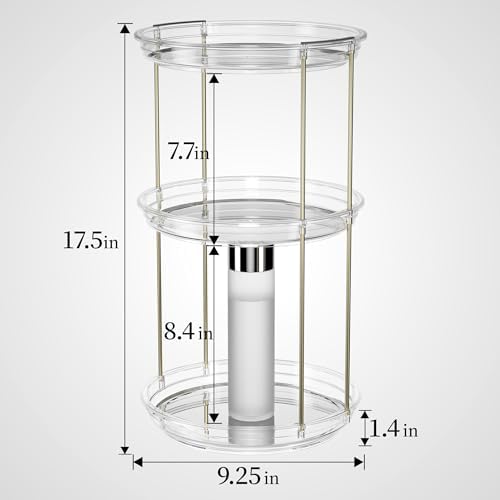Delamu 3 Tier Rotating Makeup Organizer for Vanity, Bathroom Counter Organizer with Stackable Design, Spinning Skincare Organizer for Bathroom Countertop, Perfume Cosmetic Storage, Clear - Image 4