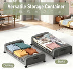 Under Bed Storage with Wheels, 6.7'' Tall Underbed Storage Containers with Lids - Rolling Bins for Shoes Clothes Blankets (Grey, 2-Pack XXL) - Image 3