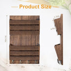 MOOACE Mail Organizer Wall Mount, Wood Mail and Key Holder with Hooks - Image 3