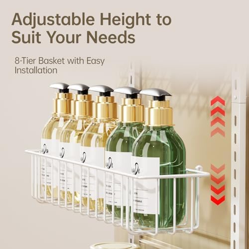 Delamu Adjustable Cabinet Door Organizer, 8-Tier Hanging Spice Rack Organizer, Metal Over the Door Pantry Organizer, Pantry Organizers and Storage Shelves for Kitchen Bathroom Laundry Room, White - Image 2