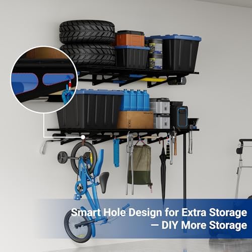 FLEXIMOUNTS 2-Pack 2x6ft Garage Shelving 24-inch-by-72-inch Heavy Duty Wall Mounted Shelves Garage Storage Rack Floating Shelves, 1400lbs Load Capacity, Black, Classic Series - Image 6