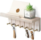Rebee Vision Key Holder Wall Mount with 7 Hooks for Entryway, Natural Wood by REBEEVISION