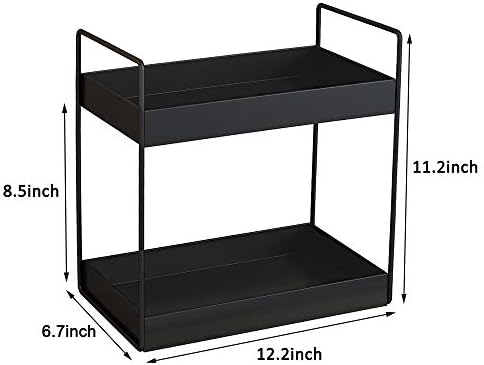 2 Tier Bathroom Counter Organizer, Vanity Storage Shelf, Black - Image 7