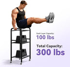 Heavy-Duty Home Gym Storage Rack with Hooks, Wheels, Workout Gear, 3-Tier - Image 3