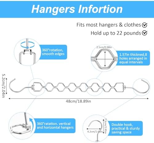 Space Saving Hangers 10Pcs 360 Rotating 8-Hole Diamond Rack - Image 2