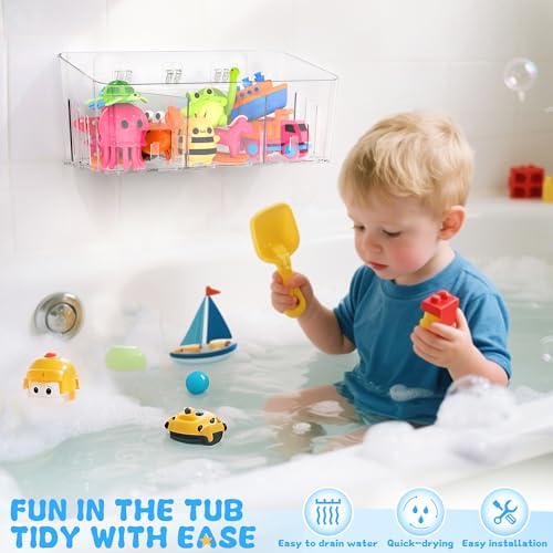 Bath Toy Storage 4 Packs, Large Bath Toy Holder - 3 Compartments, Quick-Dry - Image 4