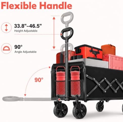 Collapsible Wagon Cart with Wheels Foldable, Compact Folding Utility Wagon - Image 4