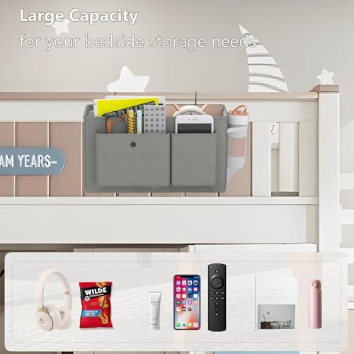 Bedside Caddy Bedside Storage Hanging Organizer for Bunk Dorm Bed Rail - Image 5