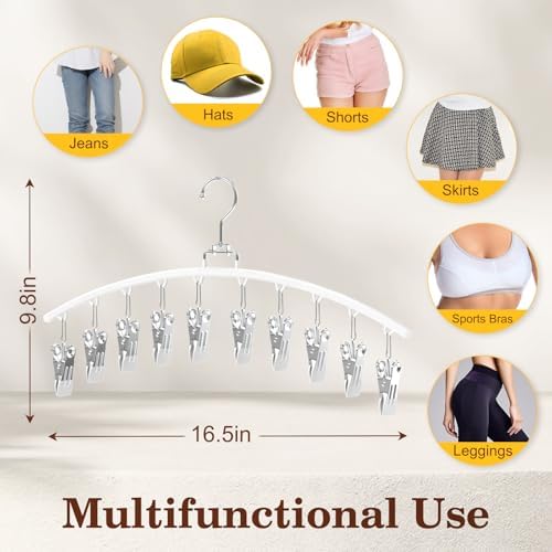 4 Pack Legging Organizer for Closet, Ginyoyo Metal Gym Clothes Organizer w/40 Clips Holds 40 Leggings, Hangers Space Saving, Closet Organizers and Storage, Room Organization Essentials, White - Image 3