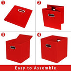 Fabric storage bins Cubes, Fabric Cube Organizer with Handle, Foldable Cube Bins for Cloth or Accessary Storage, 11x11x11, Set of 6, (Red) - Image 6