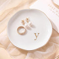 Ceramic Jewelry Tray, White Initial Y Personalized Jewelry Dish by GIVITASOT