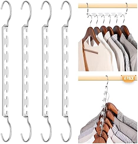 HOUSE DAY Closet Organizers and Storage Space Saving Hangers Stainless Steel Magic Hanger Upgraded Sturdy Storage Hangers Space Saver Clothes Hanger College Dorm Room Essentials 4PACK by HOUSEDAY