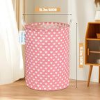 Round Laundry Basket Collapsible Storage Hamper Organizer Pink Heart - Image 2
