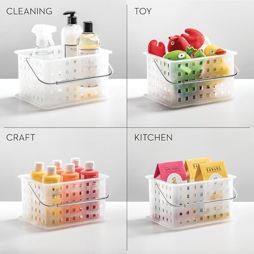 iDesign Portable Shower Caddy Basket with Handle, Set of 3, Frost - Image 7