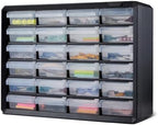 Amazon Basics 24-Drawer Plastic Storage Organizer with Dividers for Office/Craft/Tools, Wall Mountable, Sturdy, 6.3 x 21.3 x 15.8 inch, Black by AmazonBasics