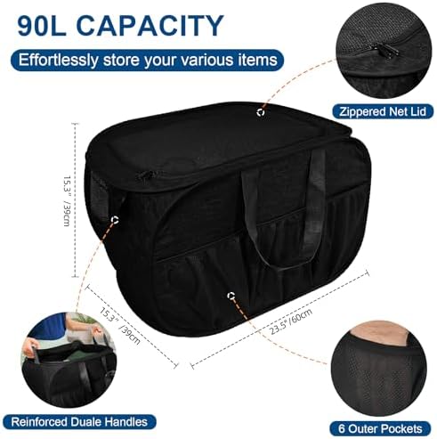 Collapsible Laundry Baskets, Tear Proof Pop Up Laundry Hamper with Lid, Dual Handles Durable Foldable Laundry Basket, Easy to Carry Laundry Hamper for Home, Laundry Room, Bedroom, Dorm, Travel Black - Image 3