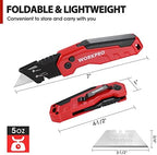 WORKPRO Folding Utility Knife, Quick Change Box Cutter, Red - Image 3