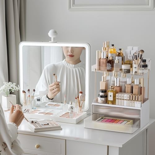 Delamu 4-Tier Makeup Organizer, Bathroom Counter, 2 Drawers,Clear 2Pack - Image 4