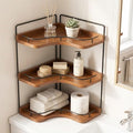 3-Tier Corner Bathroom Counter Organizer, Solid Wood Corner Shelf by Unknown