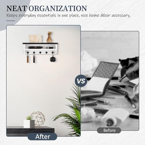 Nekon Key Holder Wall Mount, Wall Organizer Shelf with 5 Key Hooks - Image 6