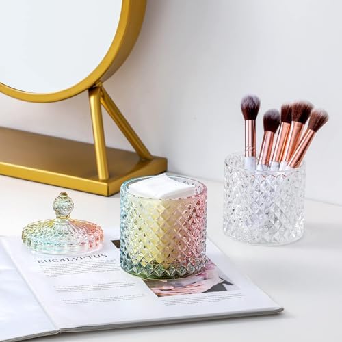 rejomiik 2 Pack Qtip Holder Apothecary Jars with Lid, Thick Glass, Rainbow - Image 3
