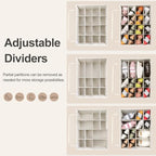 TOPIA HOME Shoe Organizer for Closet, Foldable Shoe Box with Adjustable Dividers and Clear Cover, Space Saving Shoe Storage Organizer Cabinet with Reinforced Handles, Fits 16 Pairs, Beige TP09Y - Image 2