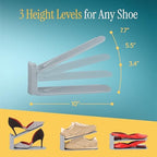 12X Shoe Slot Organizers, Space Saving Shoe Stackers for Closet, Adjustable Shoe Space Saver, Foldable & Compact Shoe Slots Organizer for Closet, for Shelf - 12 Shoe Deodorizer Pills Included, grey - Image 4