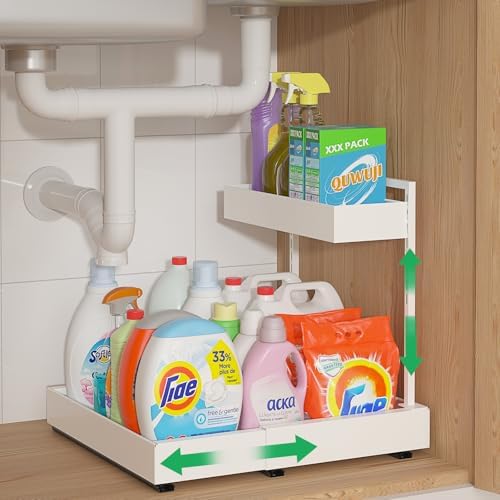 REALINN L-Shaped Under Sink Organizer with 6-Level Height Adjustment by REALINN