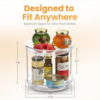 Oizeir 2 Tier Lazy Susan Organizer for Cabinet, Clear Acrylic Rotating Spice Rack Turntable for Kitchen, Pantry, Countertop, Bathroom, Vanity – Double Tier Storage Carousel with Metal Supports - Image 2