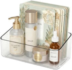 JessLab Clear Cabinet Door Organizer Bin, Angled Open Front Design, Small Acrylic Makeup Storage for Kitchen Spices, Cosmetics, Desk Supplies, Adhesive Mounted, 1 Compartment (1 Pack) by JessLab