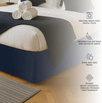 King Bed Skirt, Hides Under-Bed Storage 16 Inch Drop, Pleated, Navy - Image 5