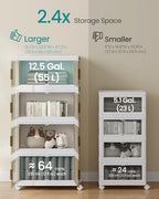 SONGMICS 58QT stackable storage bins with 1 Lid, 4-Tier Foldable Bins - Image 3