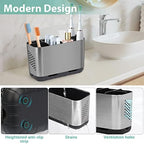Boperzi Toothbrush and Toothpaste Holder Brushed Nickel Drainage for Bathroom Vanity, Large Electric Toothbrush Storage Caddy Anti-Slip Rustic with Adjustable Dividers for Family, Kids - Image 2