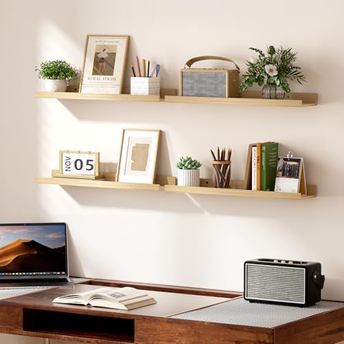 upsimples Floating Shelves for Wall Decor Storage, Natural, 6Pcs, 23.6'' - Image 6