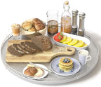 Oroyutor 16-Inch Oak Lazy Susan Organizer with Silver Iron Rail by Oroyutor