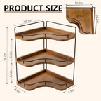 3-Tier Corner Bathroom Counter Organizer, Solid Wood Corner Shelf - Image 2