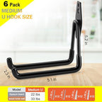 6 Pack Garage Hooks Heavy Duty Storage Organizer Wall Mount Power and Garden Tool Hangers, for Hanging Ladders, Ropes, Hose, Bulk Items - Image 3