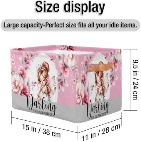 Pink Fairy Storage Basket Toy Storage Bins Collapsible Cube Organizer - Image 4