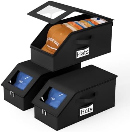 AOODA 3 Pack Stackable Hat Storage Box for Baseball Caps, Holds 36 Caps by AOODA