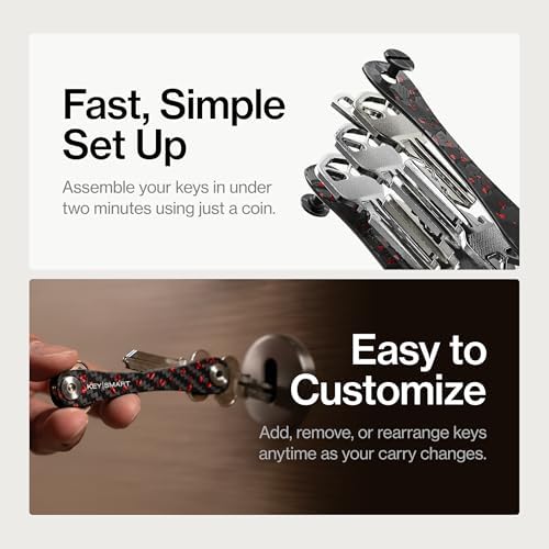 KeySmart Original Key Holder - Compact Key Organizer for Key Chain, Minimalist Clutter-Free EDC Keychains Key Ring, Red Forged Carbon Fiber, 14 Keys - Image 4