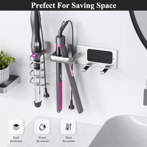 Tindbea Hair Dryer Holder Wall Mount Aluminum Alloy Hot Tools Organizer - Image 5