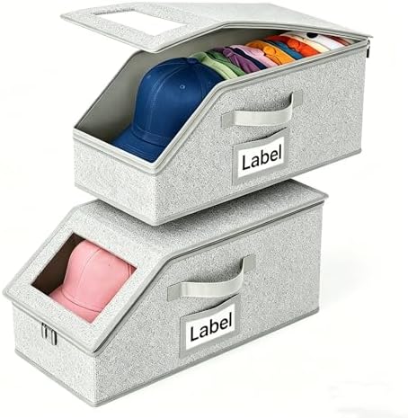 2 Pack Baseball Caps Storage Box,Ball Hats Organizer,16.1''L*8.6''W*6.7''H by MemfishWelcomeYou