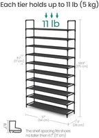 SONGMICS Shoe Rack, 10-Tier Shoe Shelf, Shoe Storage Organizer - Image 3
