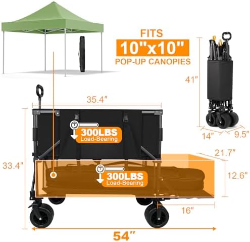 Double Decker Wagon Heavy Duty Collapsible, 600LBS 400L Capacity - Image 2