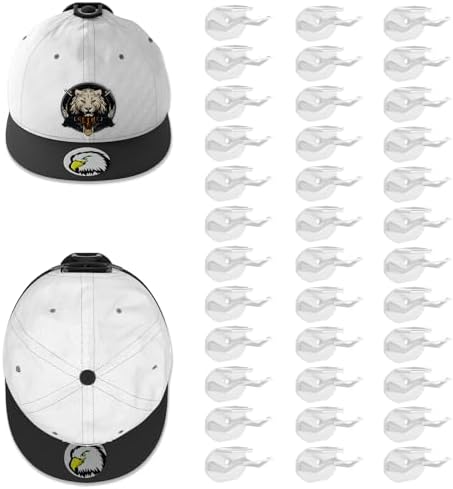 Niunuerga 36 Pack Adhesive Hat Hooks for Wall, Super Strong Hat Rack for Baseball Caps, Minimalist Hat Organizer Display for Home Decor, Hat Hangers Holder for Wall, Door, Closet, No Drilling (White) by Niunuerga