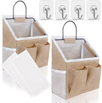 Kanrichu 2pcs Wall Hanging Baskets for Organizing, Wall Hanging Storage Bag as Over the Door Organizer, Wall File Organizer, Rv Storage and Organization. For Bedroom, Office, Camper (Khaki-Upgraded) by KANRICHU